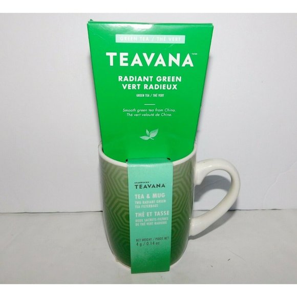 Starbucks Teavana Radiant Green 2 Tea Bags & Green Coffee Tea Mug NEW 10 oz - Picture 1 of 6